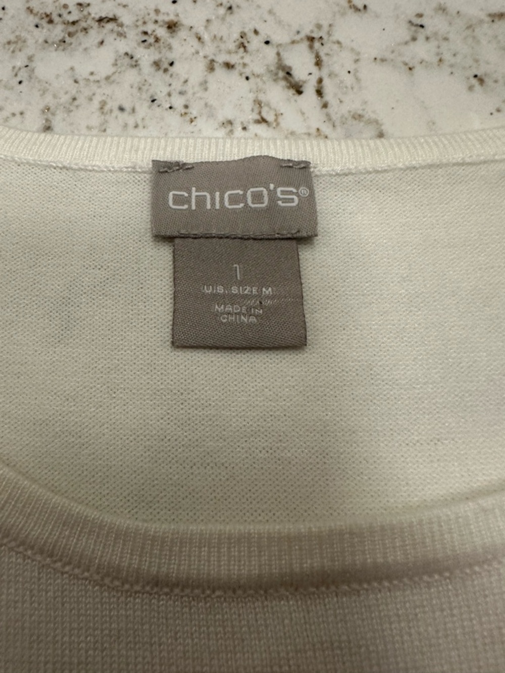 Chico's Cream Crewneck Top- Lightweight Long Sleeve - Picture 3 of 7